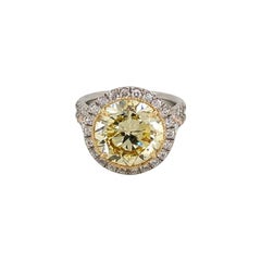 Bague en platine avec diamant rond jaune intense fantaisie de 6 carats VS2, certifié GIA