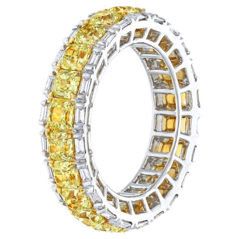 6 Carat Fancy Yellow Eternity Band Ring Set in 18 Carat Yellow Gold For