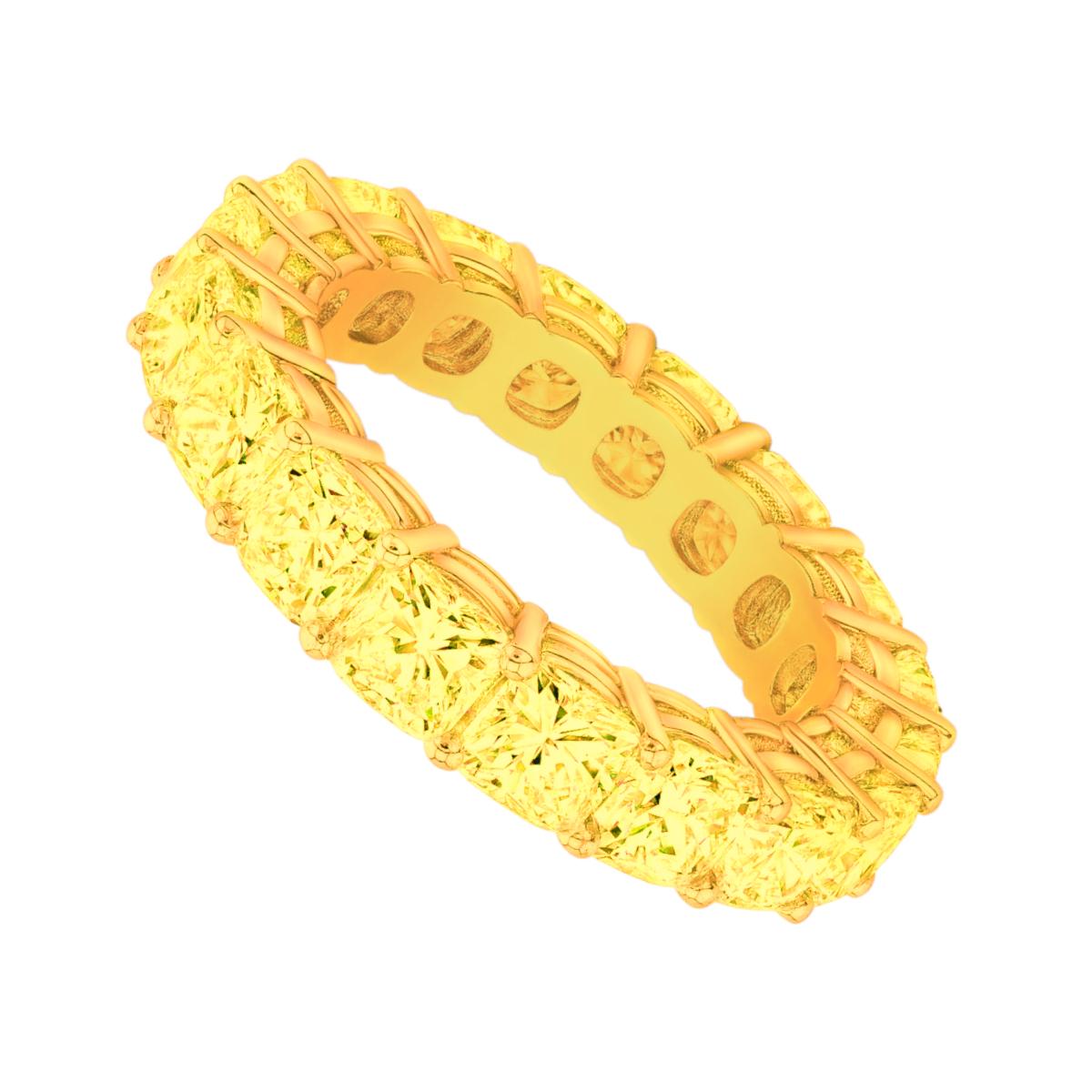Modern 6 Carat Fancy Yellow Eternity Band Ring Set in 18 Carat Yellow Gold For Sale