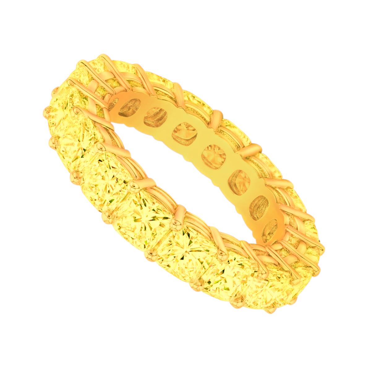 Moderne Bague d'éternité fantaisie en or jaune 18 carats sertie d'un anneau de 6 carats en vente