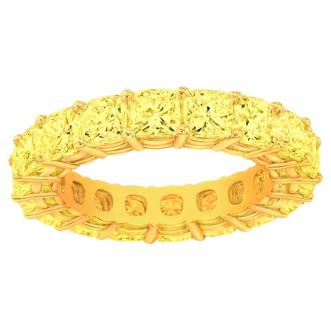6 Carat Fancy Yellow Eternity Band Ring Set in 18 Carat Yellow Gold