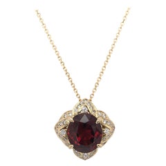 6 Carat Garnet Diamond & 18k Yellow Gold Pendant