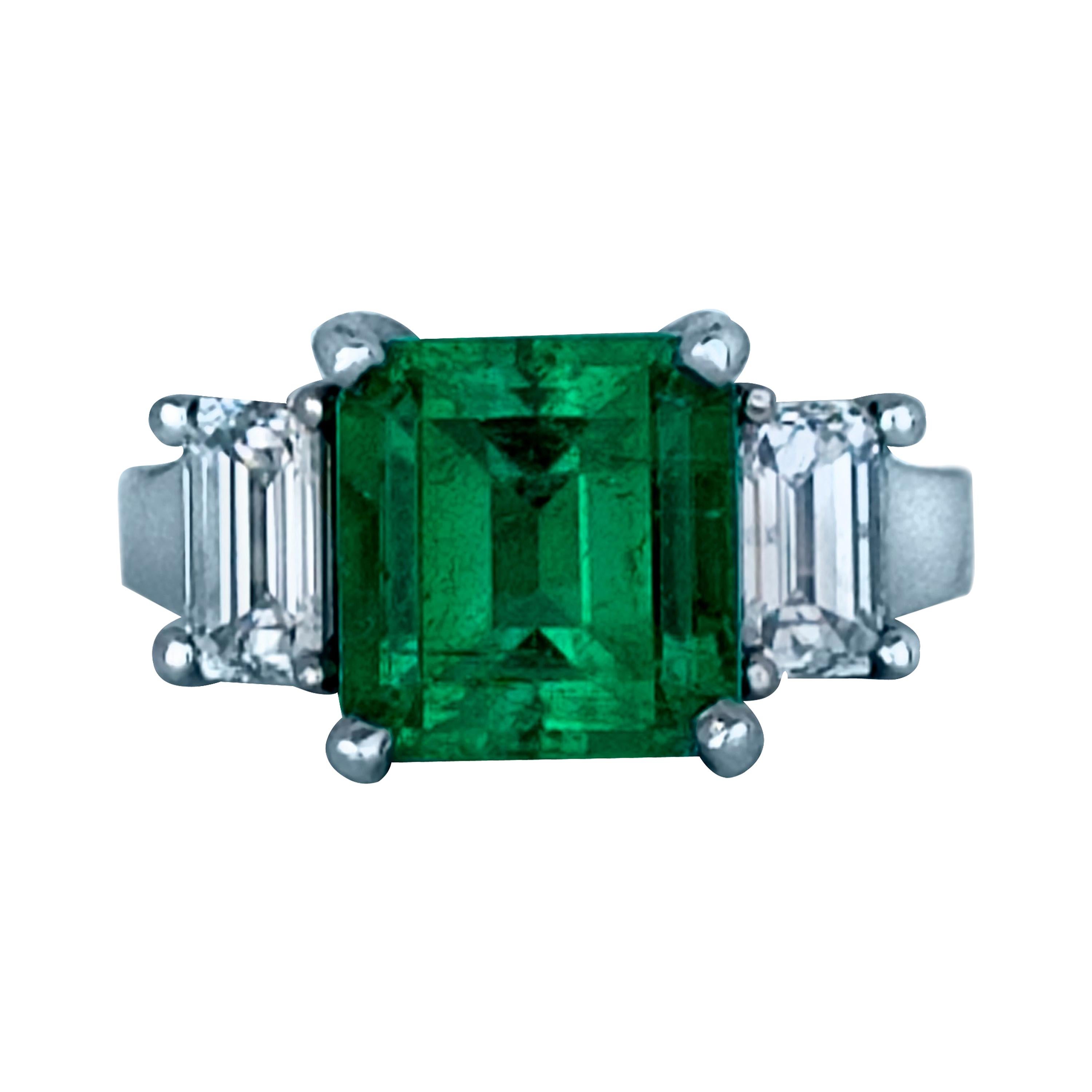 6 Carat GIA Certified Emerald and Diamond Ring