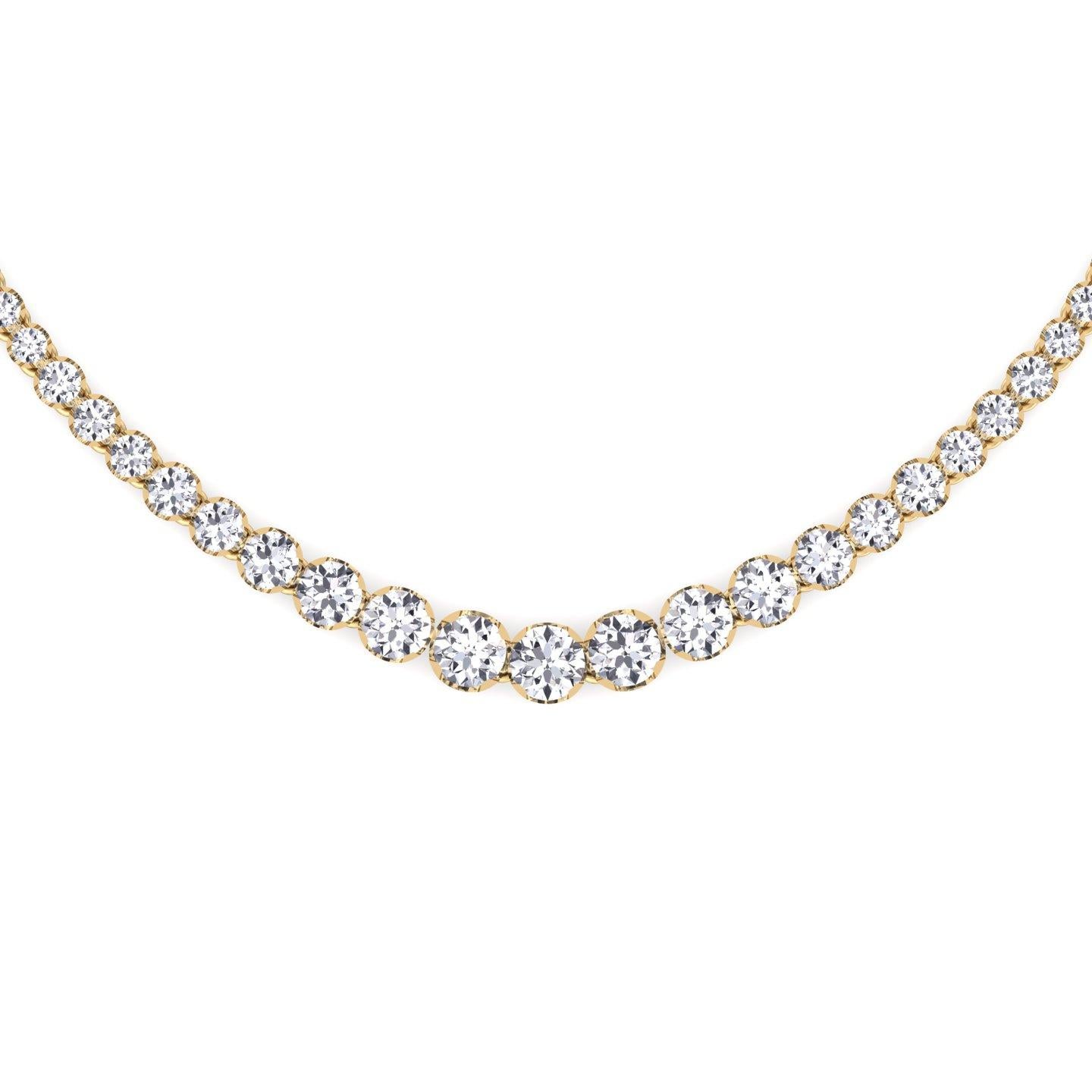 6 Karat abgestufte Diamant-Tennis-Halskette aus 14k Gelbgold von Gem Jewelers Co. (Rundschliff) im Angebot