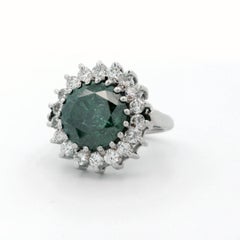 Modern 5.75ct Green Diamond Halo Ring in 14kt White Gold, Women's
