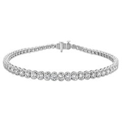 6 Karat Halb Lünette Runde Form Weißer Diamant 18K Weißgold Tennis Line Armband