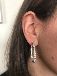 6 Carats Diamond white gold hoop Earrings