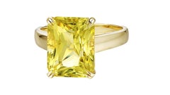 6 Carat Lab Yellow Diamond Ring 18 Karat Yellow Gold