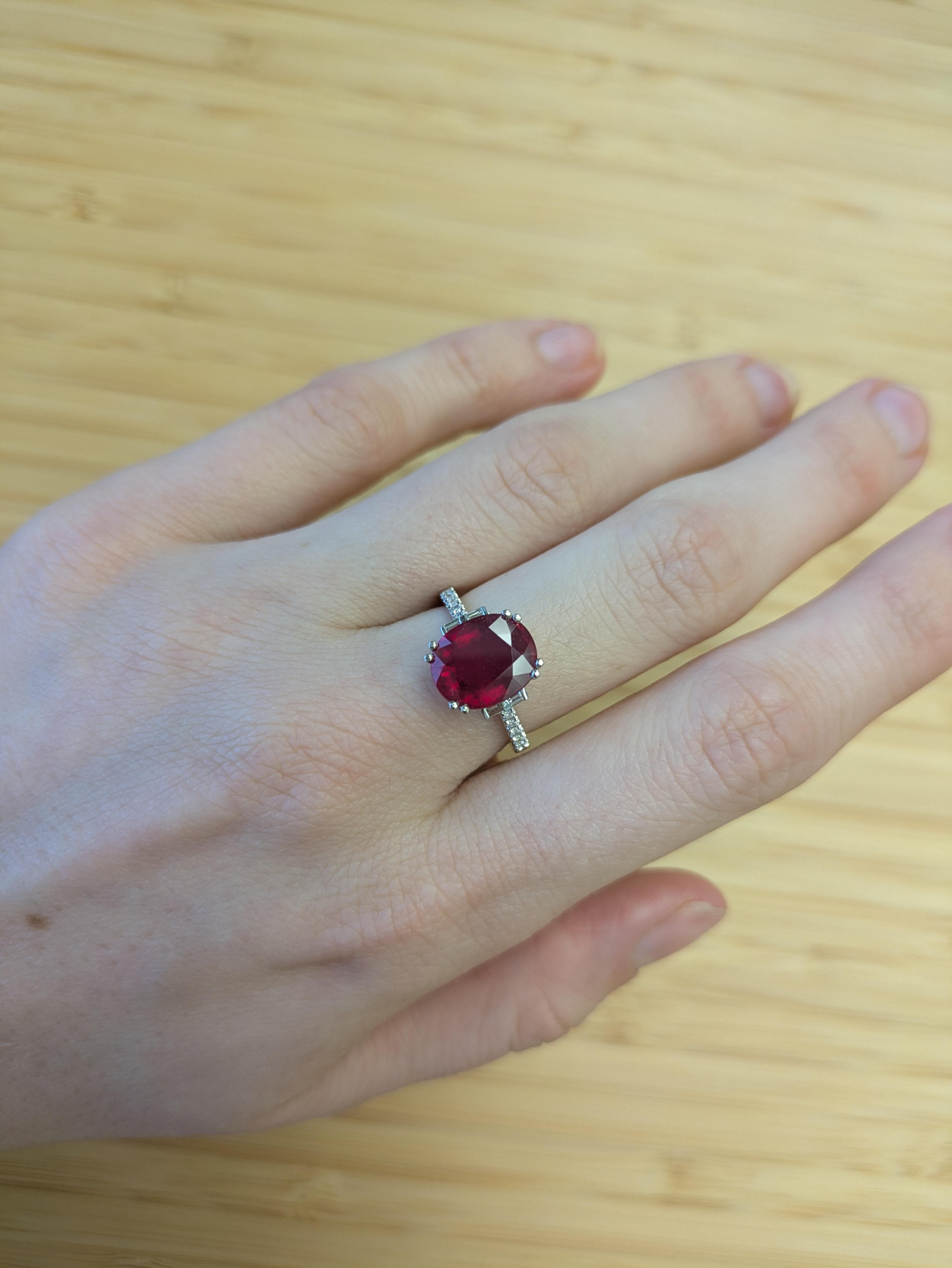 Make a statement with this vivid 5.8ct Madagascar ruby ring, set in solid 14K real gold and adorned with natural diamond accents. Elegance meets intensity in this unforgettable design. A gorgeous ring for any occasion!

**We offer complimentary