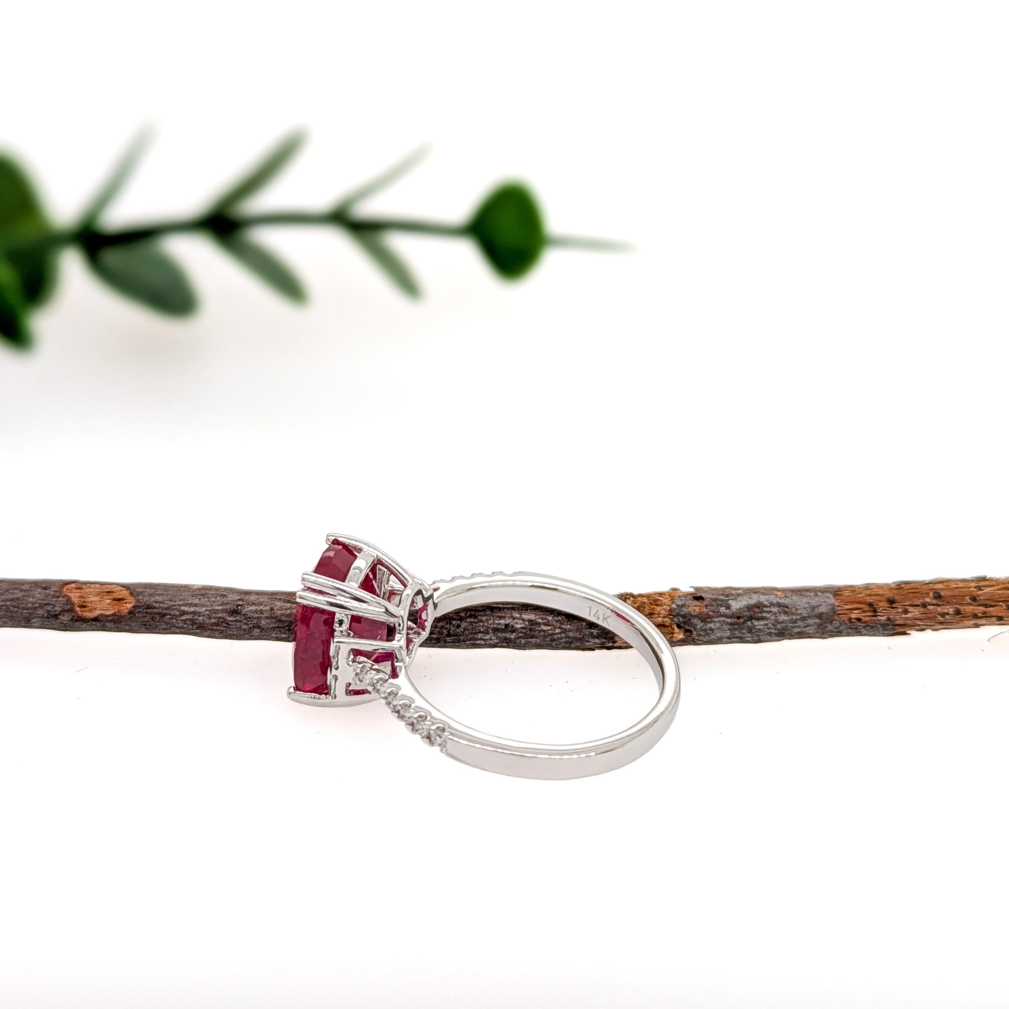 Women's 6 Carat Madagascar Ruby Ring w Natural Diamond Accents in 14K Gold  OV 10x7mm For Sale