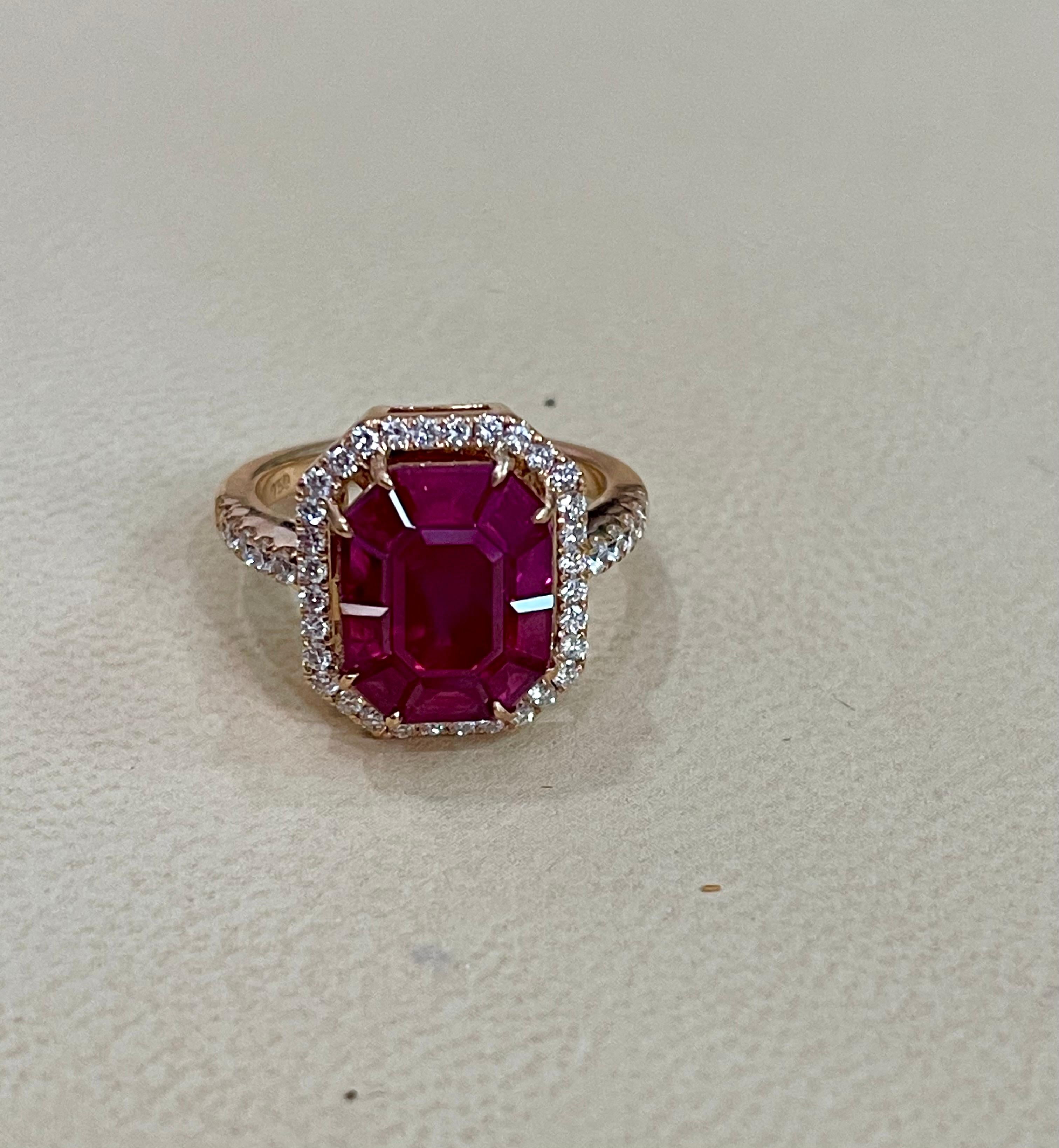 6 Carat Natural Burma Ruby and Diamond Ring in 18 Karat Yellow Gold In New Condition In New York, NY