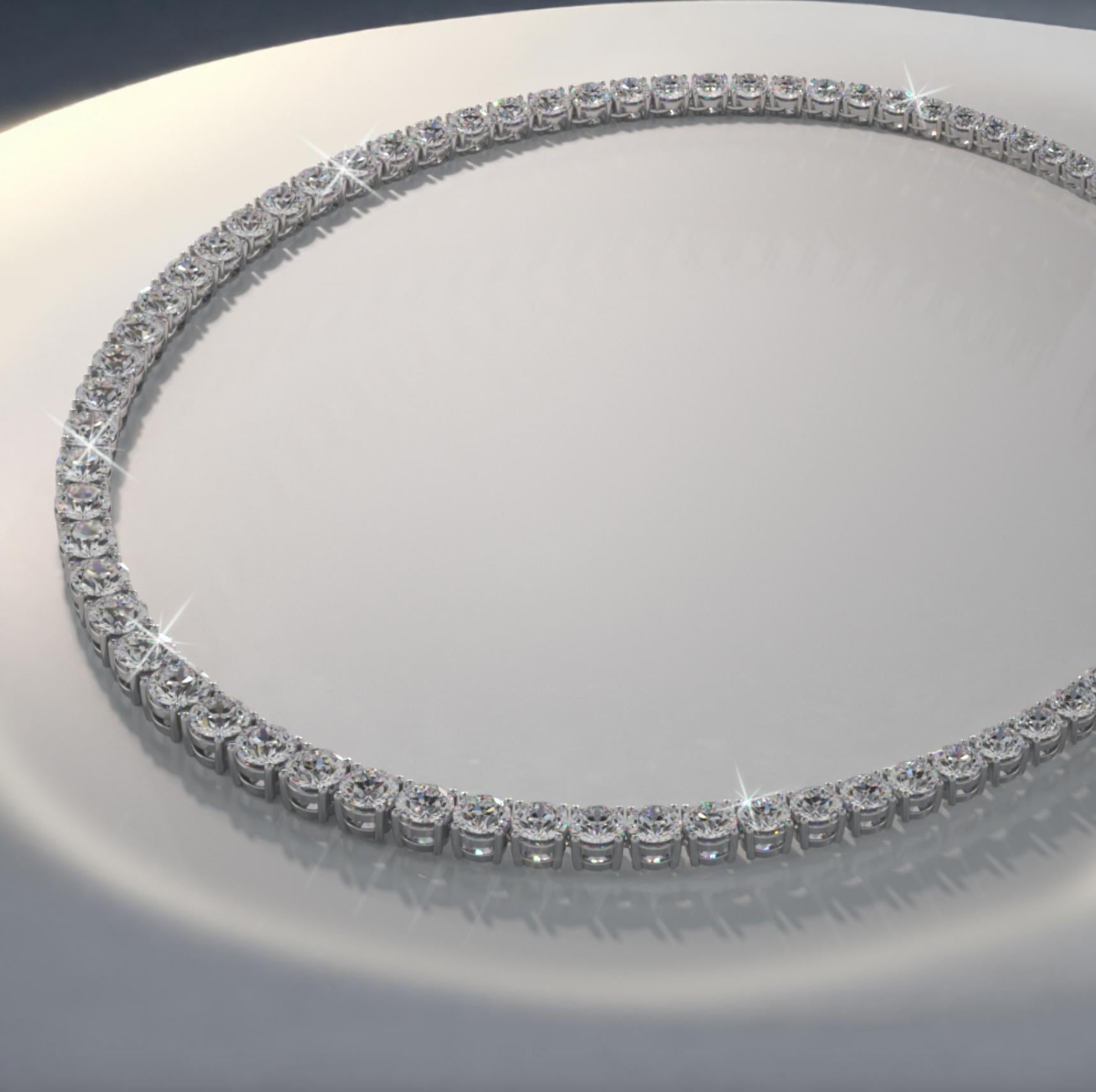 Round Cut 6 Carat Natural Diamond Riviera Graduated Tennis Necklace Platinum 17