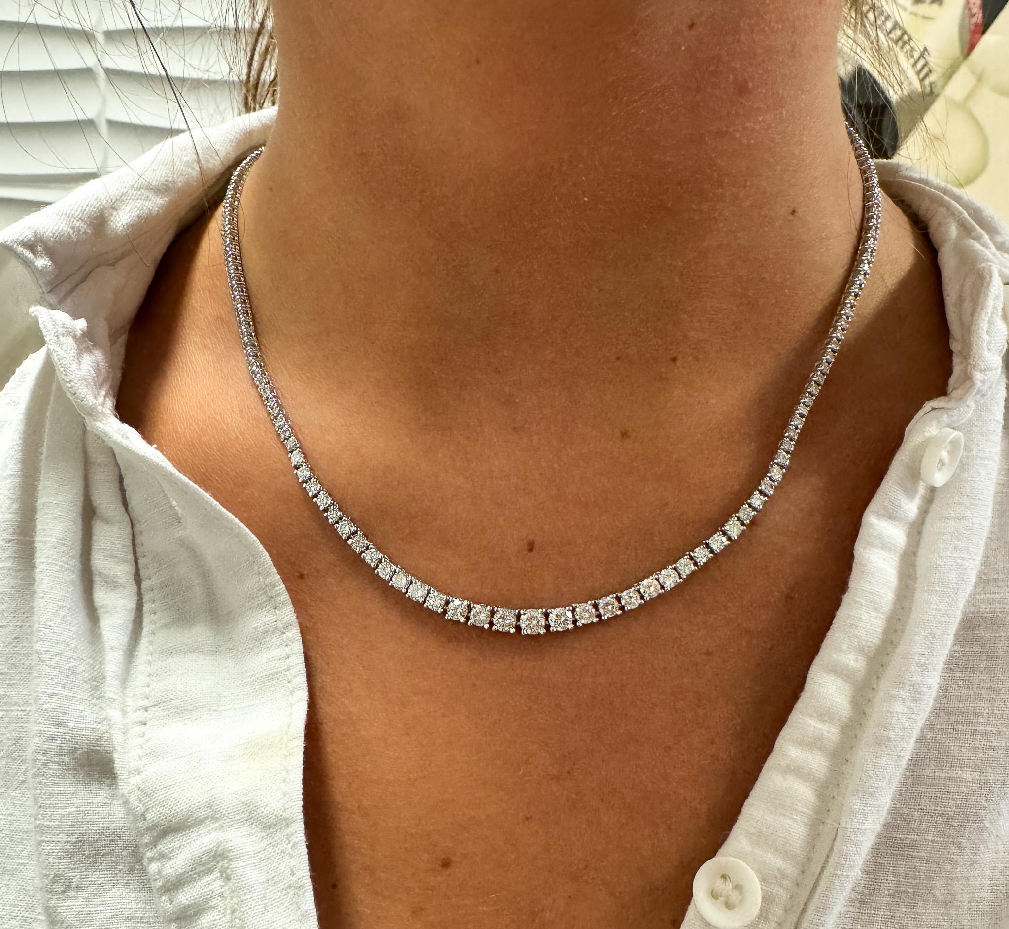 6 Carat Natural Diamond Riviera Graduated Tennis Necklace Platinum 17