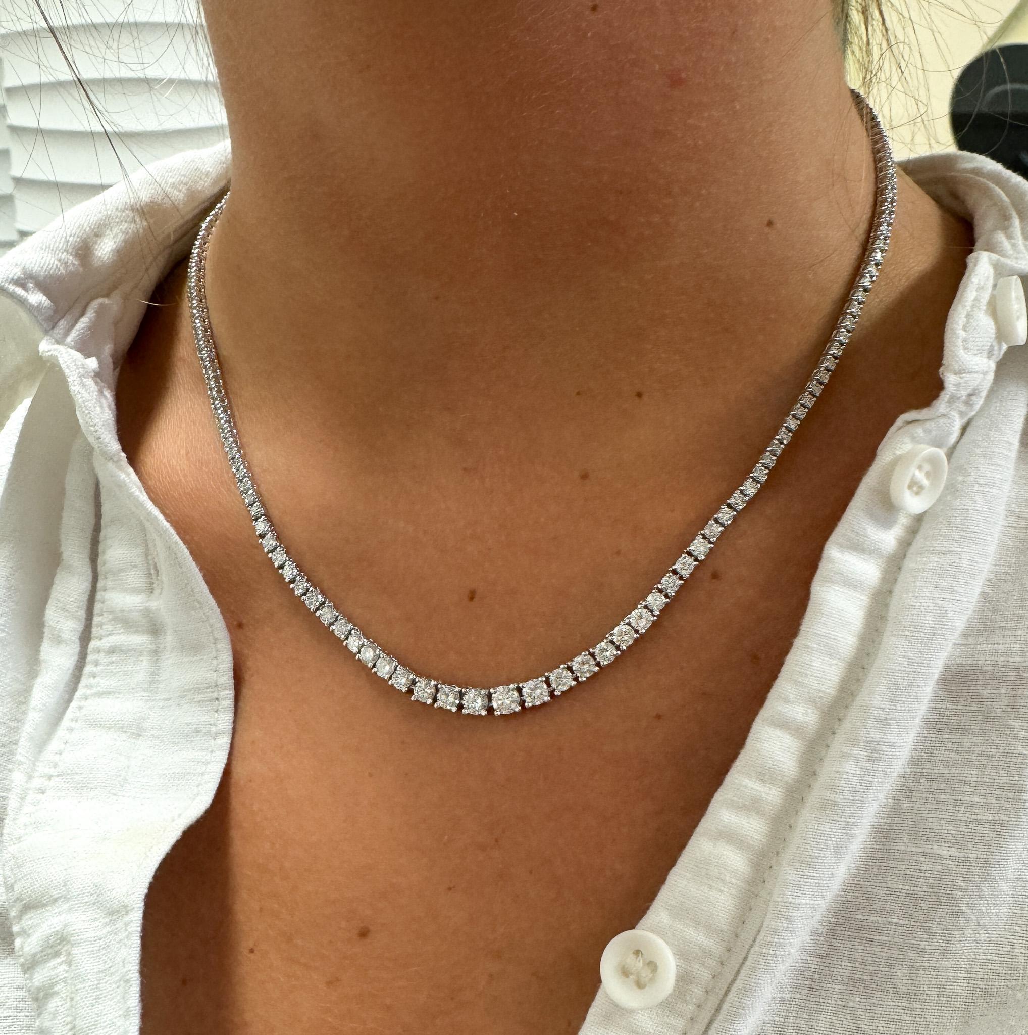 Women's or Men's 6 Carat Natural Diamond Riviera Graduated Tennis Necklace Platinum 17