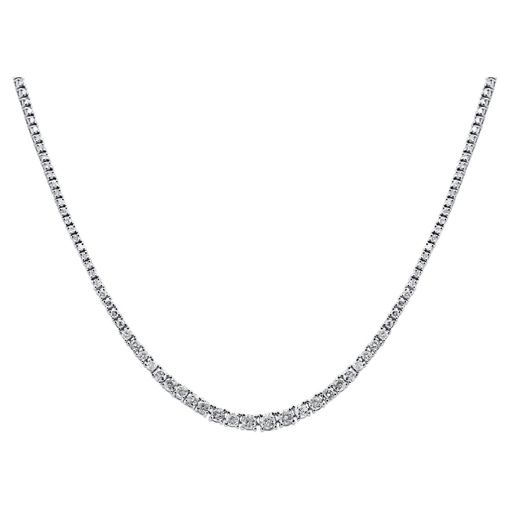 6 Karat natürlicher Diamant Riviera abgestufte Tennis-Halskette Platin 17"