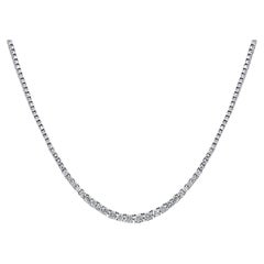6 Karat natürlicher Diamant Riviera abgestufte Tennis-Halskette Platin 17"
