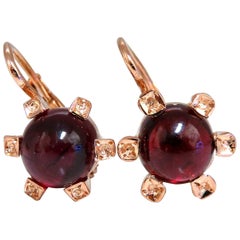 6 Carat Natural Garnet Clip Earrings 14 Karat European