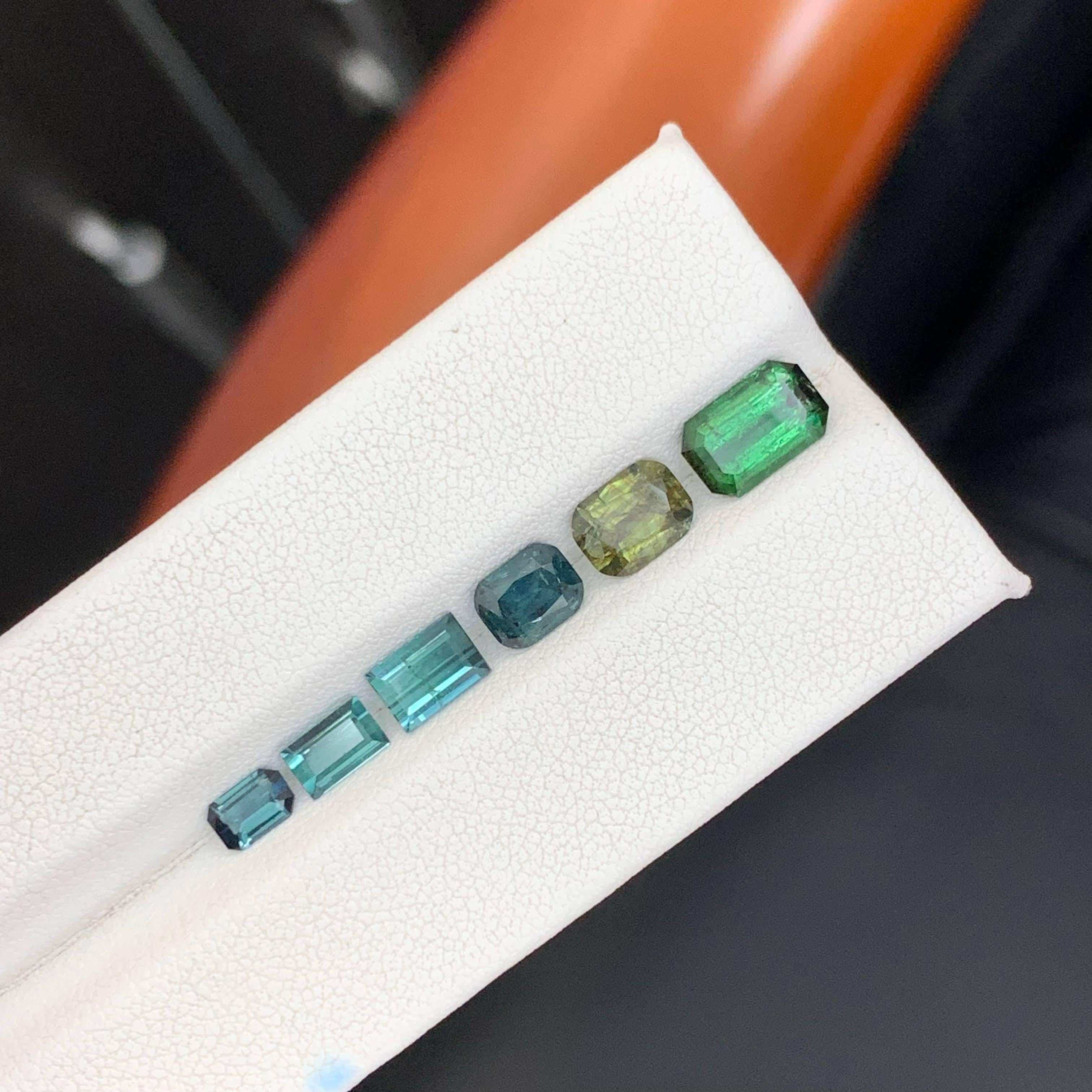 6 Carat Natural Loose Multi Color 6 Piece Tourmaline Lot Mix Cut Afghan Gemstone en vente 4