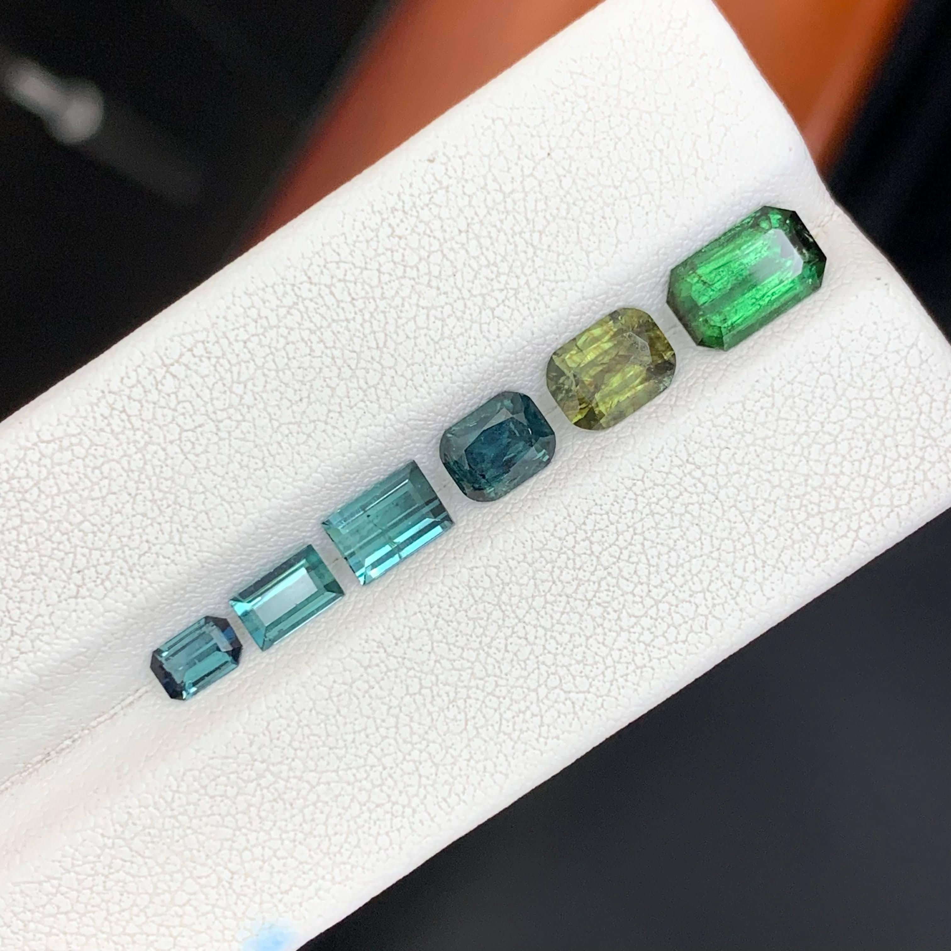 6 Carat Natural Loose Multi Color 6 Piece Tourmaline Lot Mix Cut Afghan Gemstone en vente 5