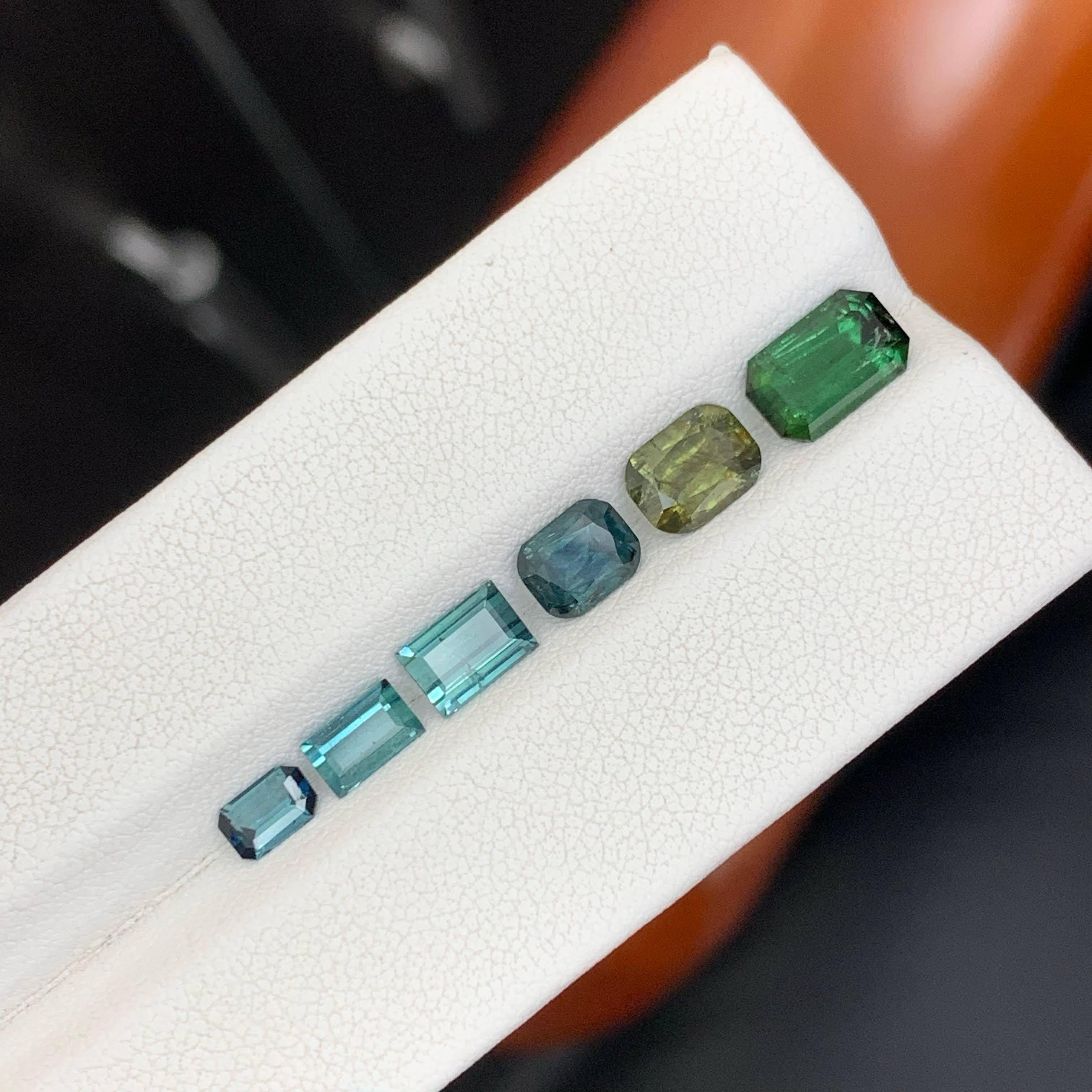 Moderne 6 Carat Natural Loose Multi Color 6 Piece Tourmaline Lot Mix Cut Afghan Gemstone en vente