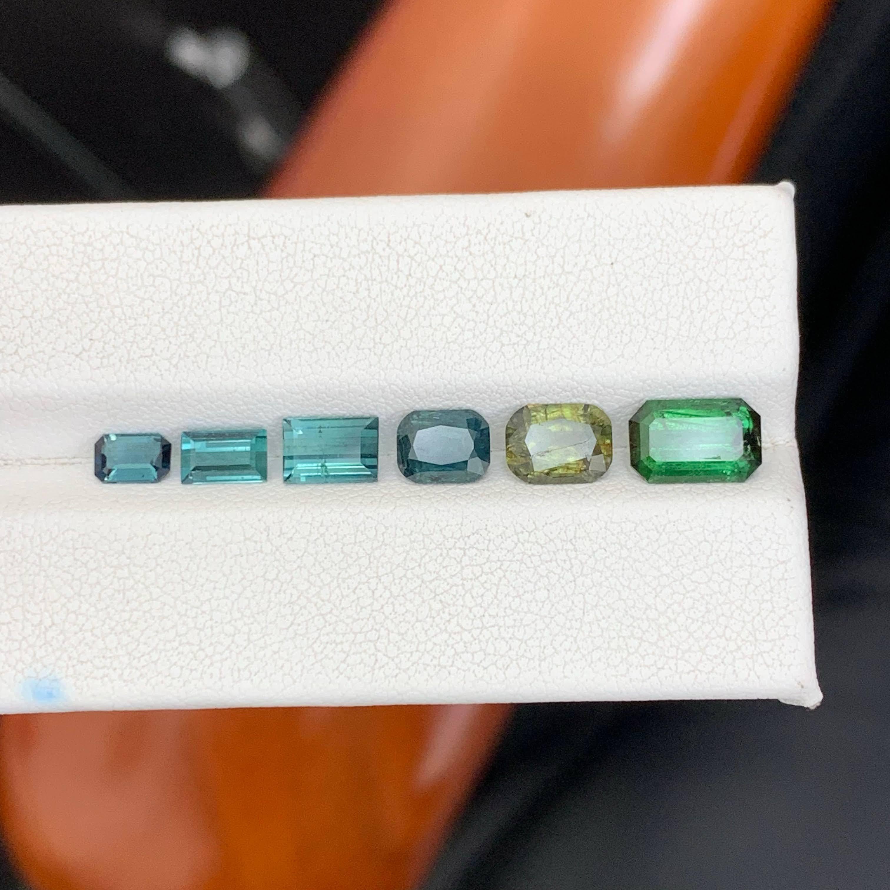 6 Carat Natural Loose Multi Color 6 Piece Tourmaline Lot Mix Cut Afghan Gemstone Unisexe en vente