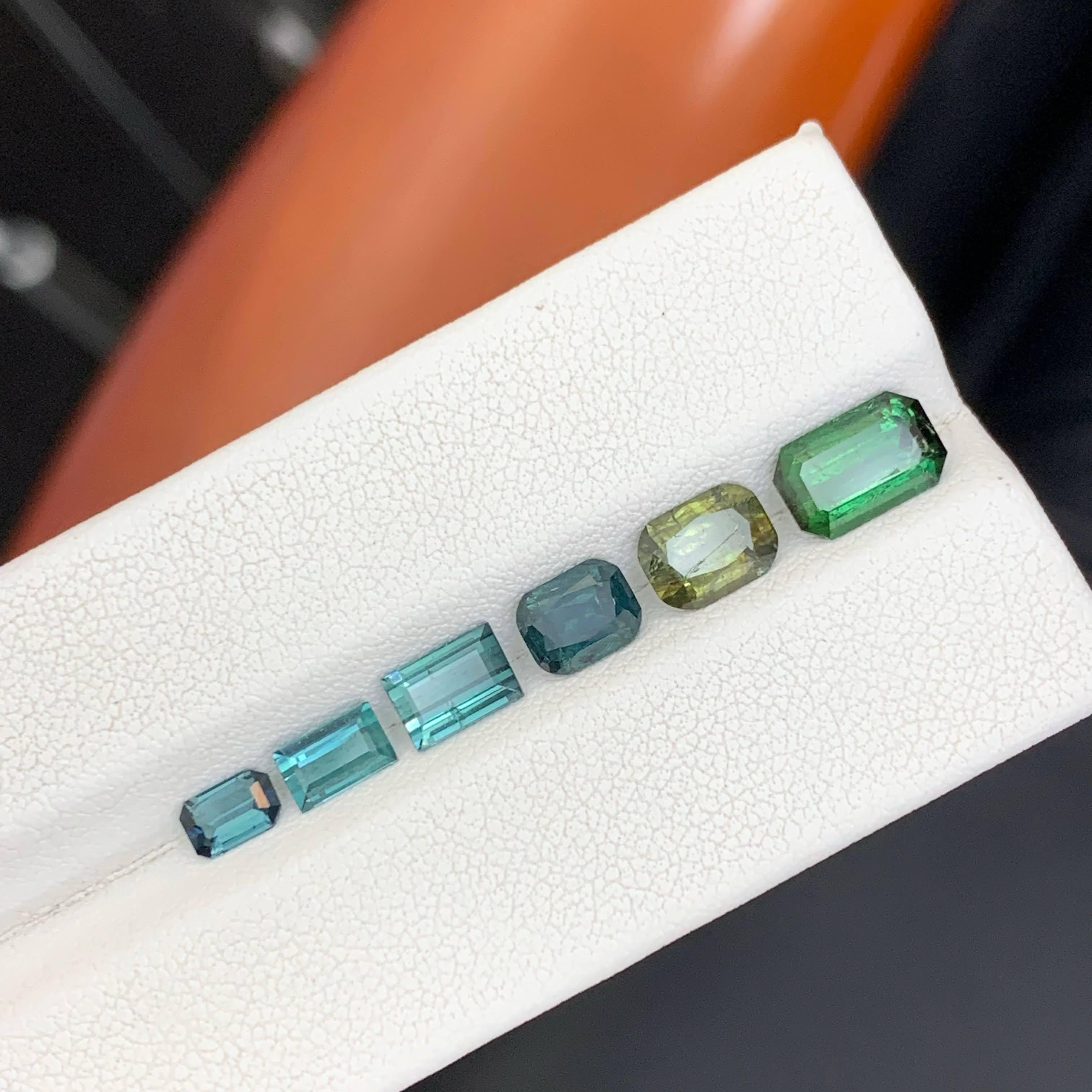 6 Carat Natural Loose Multi Color 6 Piece Tourmaline Lot Mix Cut Afghan Gemstone en vente 1