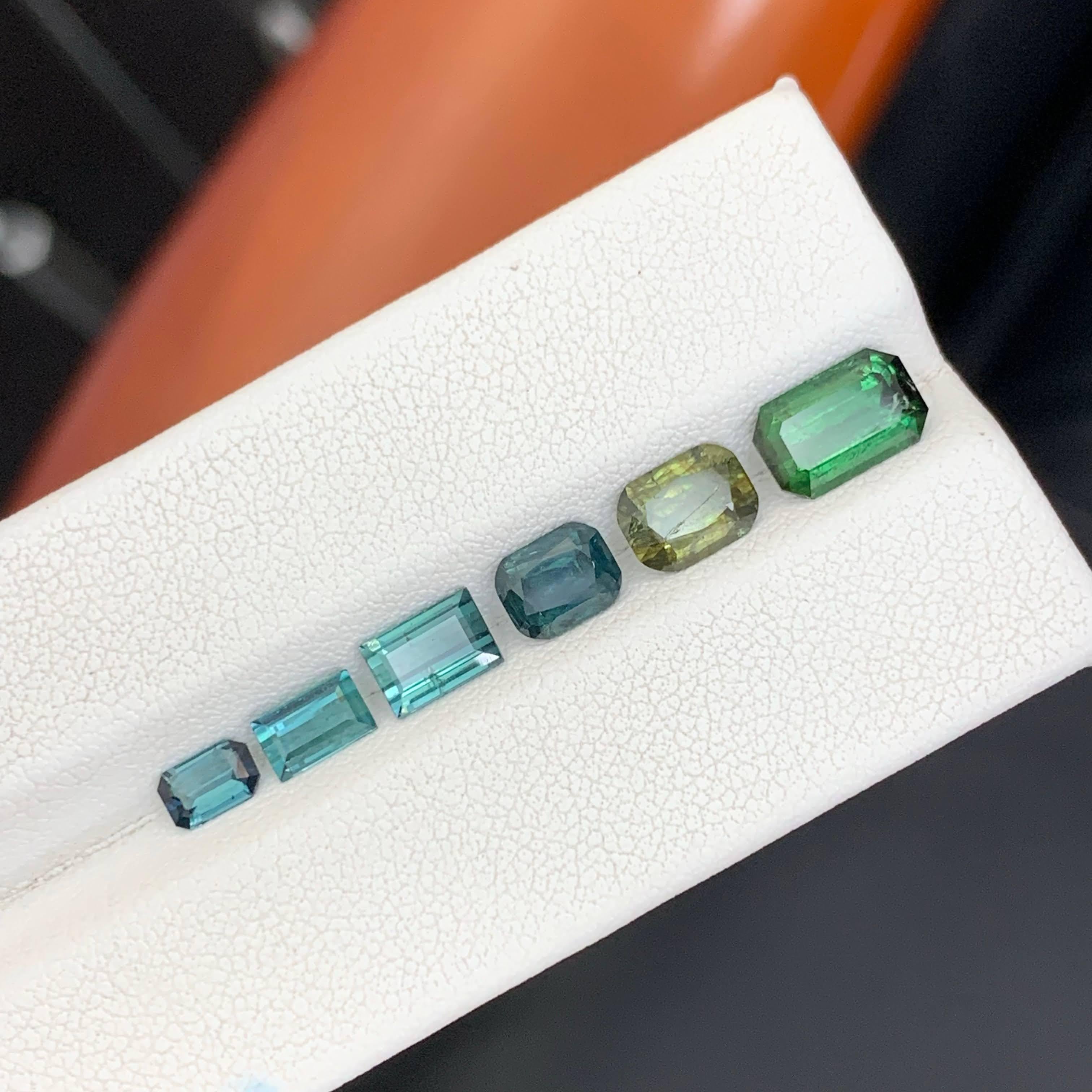 6 Carat Natural Loose Multi Color 6 Piece Tourmaline Lot Mix Cut Afghan Gemstone en vente 2