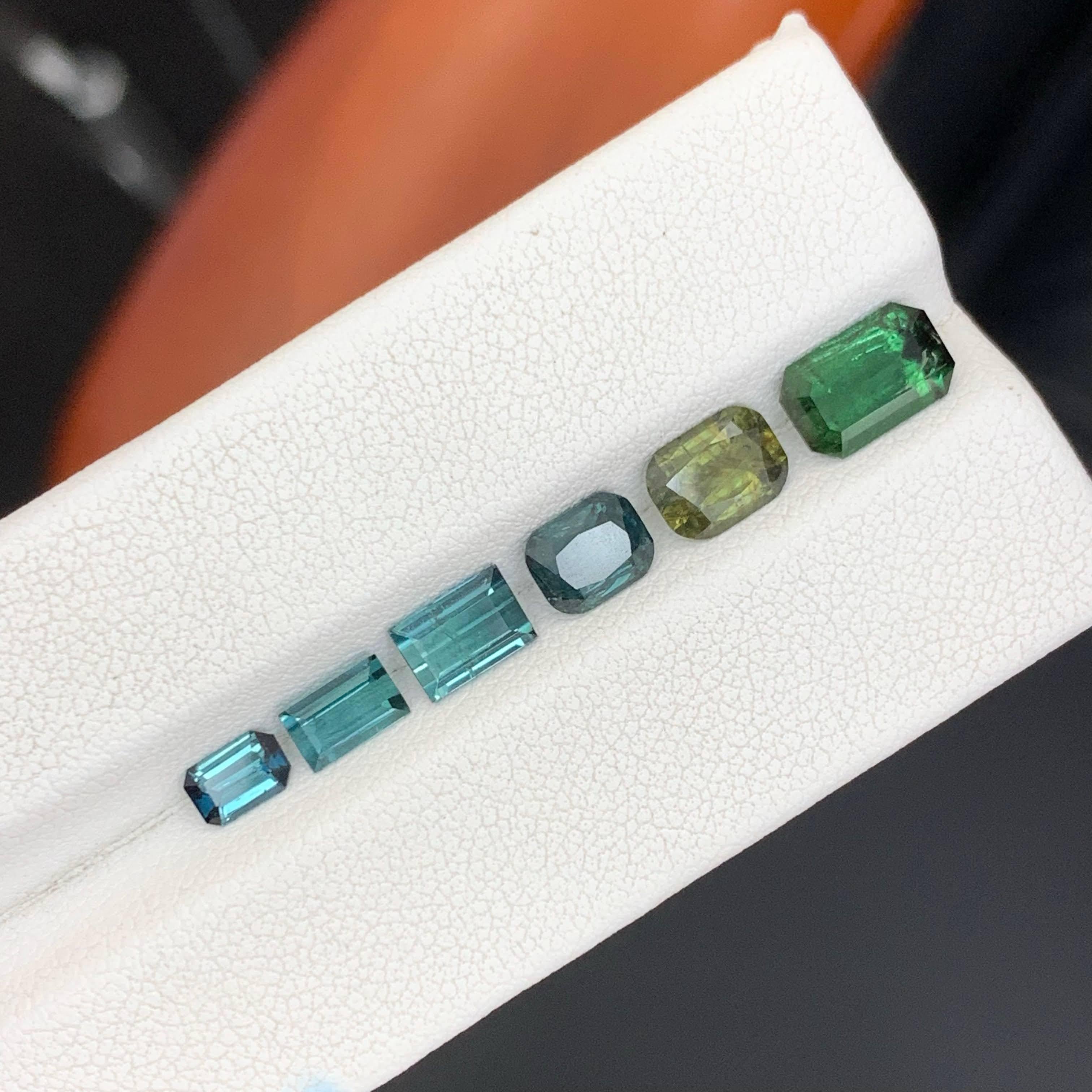 6 Carat Natural Loose Multi Color 6 Piece Tourmaline Lot Mix Cut Afghan Gemstone en vente 3