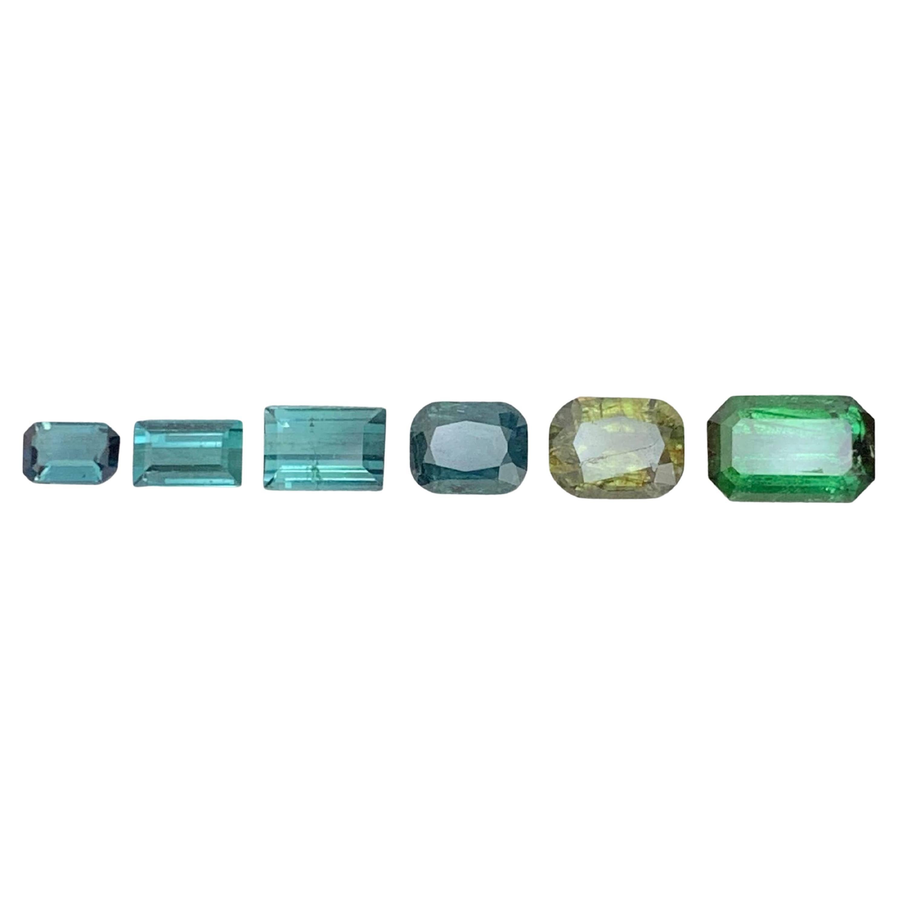 6 Carat Natural Loose Multi Color 6 Piece Tourmaline Lot Mix Cut Afghan Gemstone