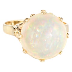 6 Carat Natural Pinfire Opal Ring 14 Karat Yellow Gold Cocktail Jewelry Estate