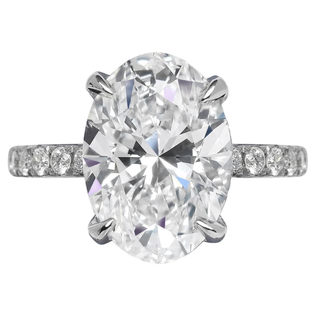 6 Carat Oval Cut Diamond Engagement Ring GIA Certified D* IF For Sale