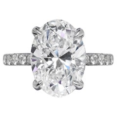 6 Carat Oval Cut Diamond Engagement Ring GIA Certified D* IF