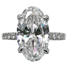 6 Carat Oval Cut Diamond Engagement Ring GIA Certified E VVS1