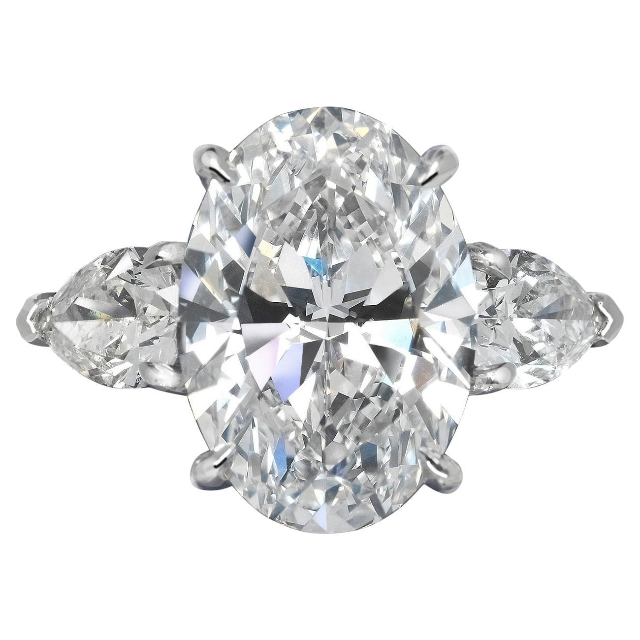 6 Carat Oval Cut Diamond Engagement Ring GIA Certified E VVS2
