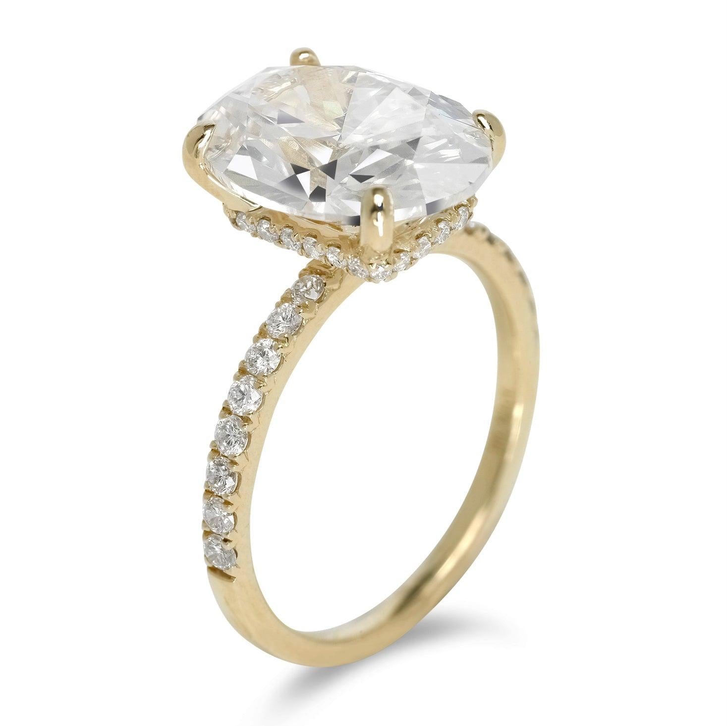6 Karat Ovalschliff Diamant Verlobungsring GIA zertifiziert F VS2 im Zustand „Neu“ im Angebot in New York, NY
