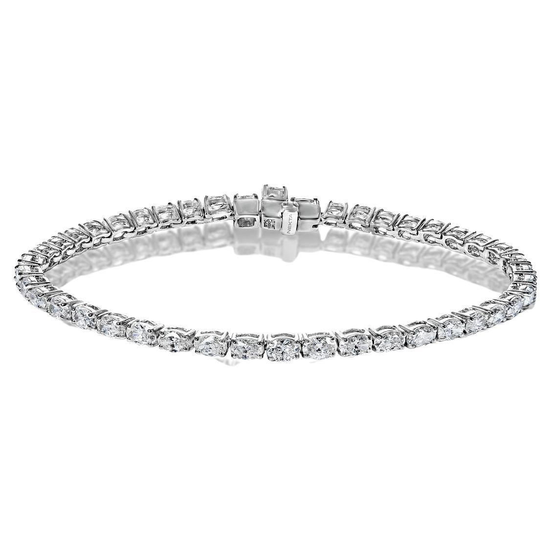 Bracelet tennis à une rangée de diamants taille ovale de 6 carats certifiés en vente