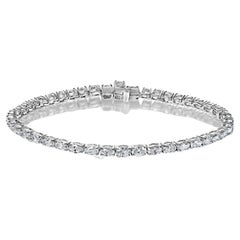 Bracelet tennis à une rangée de diamants taille ovale de 6 carats certifiés