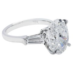 6 Carat Oval Diamond Ring Brilliant White 18K Gold Signature Sophistication
