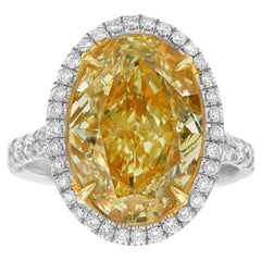 6 Carat Oval Halo Diamond Ring Fancy Yellow 14K Gold Colour-Collector’s Treasure