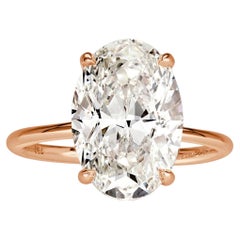 6 Carat Oval Statement Brilliant White 14K White Gold Signature Sophistication