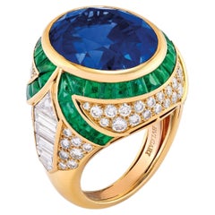 6 Carat Oval Statement Royal Blue Sapphire 14K White Gold Radiant Elegance
