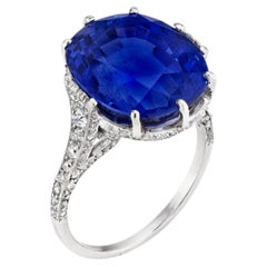 6 Carat Oval Statement Royal Blue Sapphire 14K White Gold Refined Grandeur