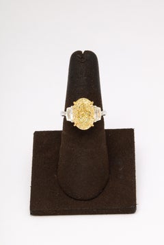 6 Carat Oval Yellow Diamond Ring Gia Certified