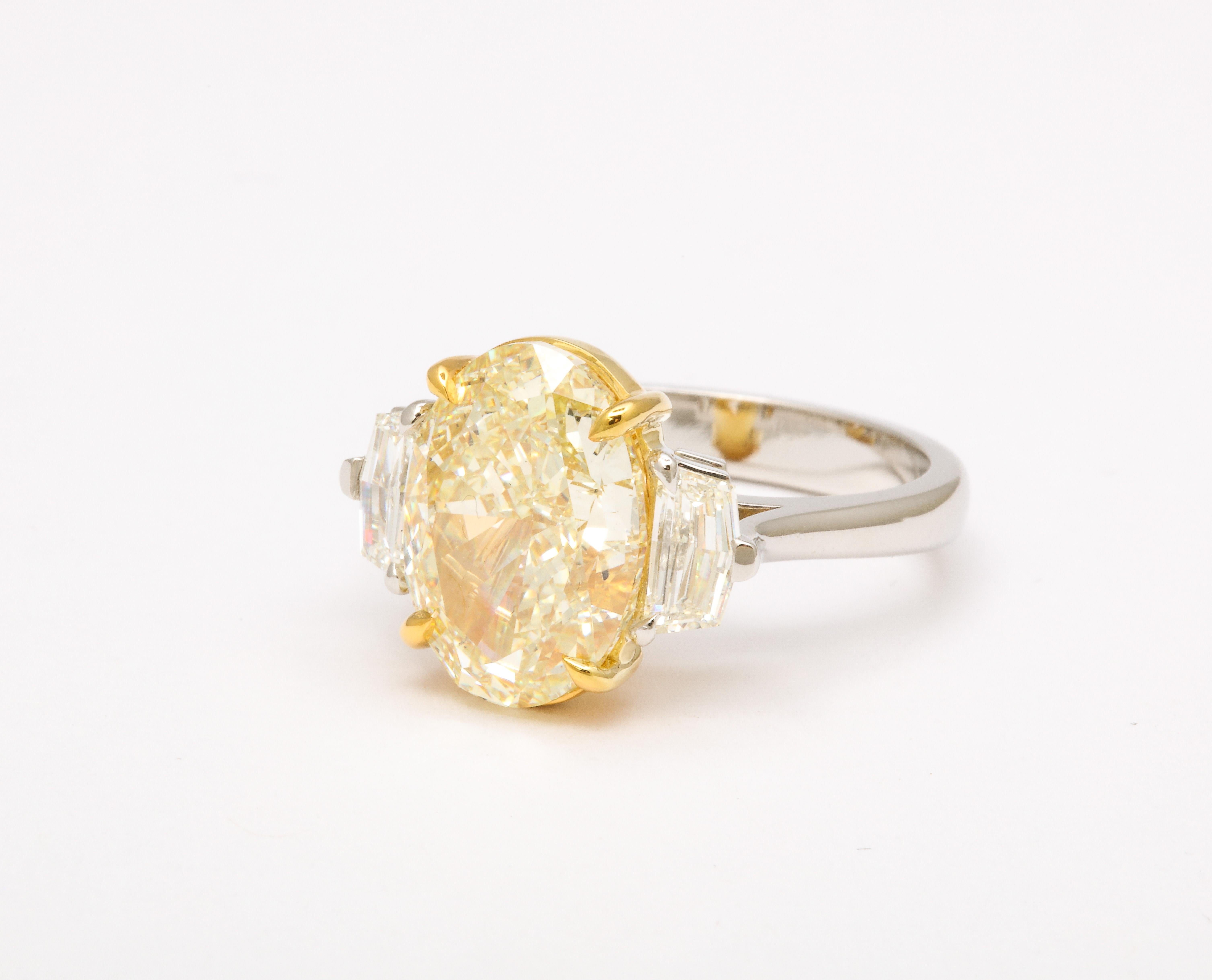 6 Carat Oval Yellow Diamond Ring Gia Certified For Sale 2