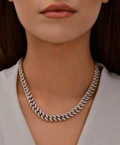 6 Carat Pave Diamond Link Necklace 18K Gold