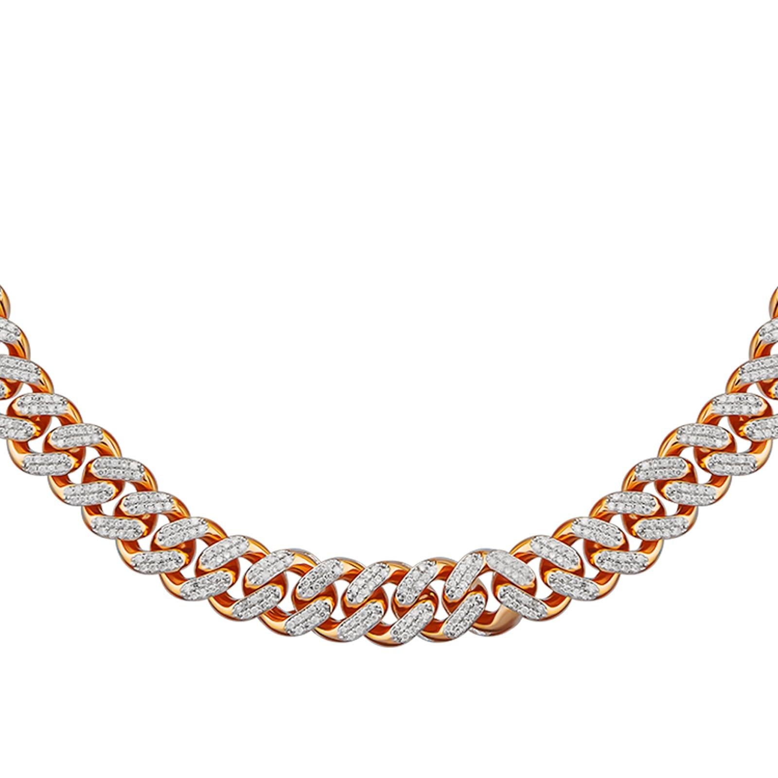 6 Carat Pave Diamond Link Necklace 18K Gold In New Condition For Sale In New York, NY