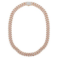 6 Carat Pave Diamond Link Necklace 18K Gold
