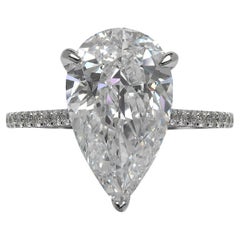 6 Carat Pear Shape Diamond Engagement Ring GIA Certified E IF