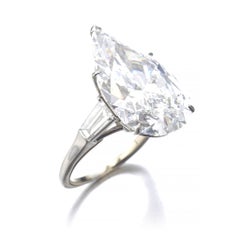 6 Carat Pear Statement Brilliant White / D color FL/IF 14K White Bague en diamant