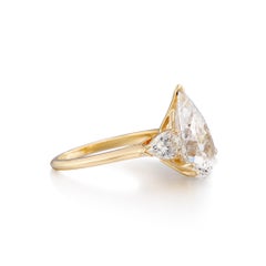 6 Carat Pear Statement Brilliant White / F color VVS Diamond Ring
